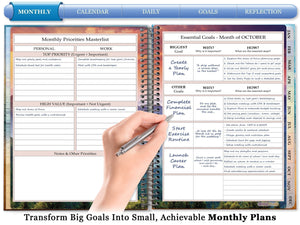 Oct 2024 to Dec 2025 Planner - Tree Pattern Brown