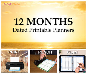 12 MONTH - 2025 PRINTABLE PLANNER BUNDLE - Dated JAN to DEC 2025