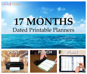 17 MONTH PRINTABLE PLANNER BUNDLE - Dated AUG 2024 - DEC 2025